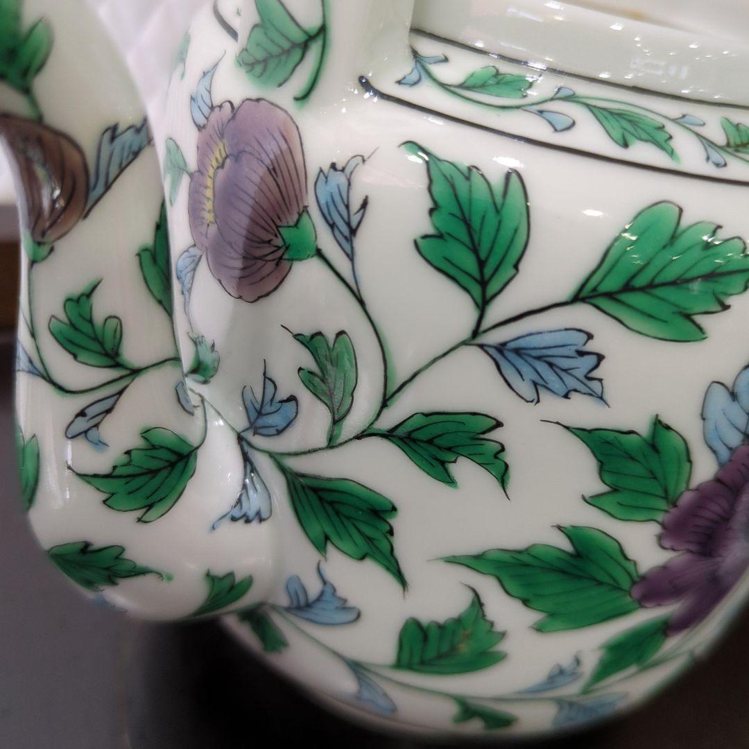 水注　平安清昌　色絵　唐草牡丹　茶道具　茶道　煎茶　美品　木箱　在銘
