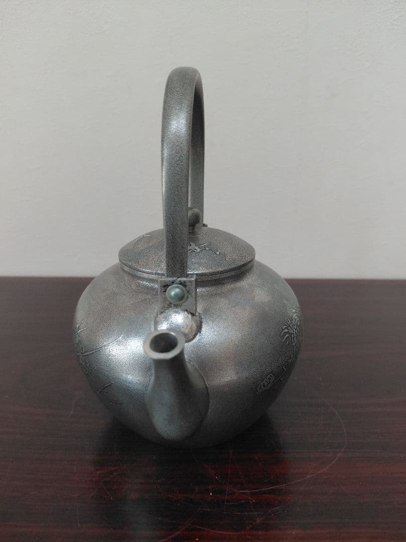 錫製 茶器セット 急須 茶托5客 建水 茶壺 箱付 煎茶道具 茶道具