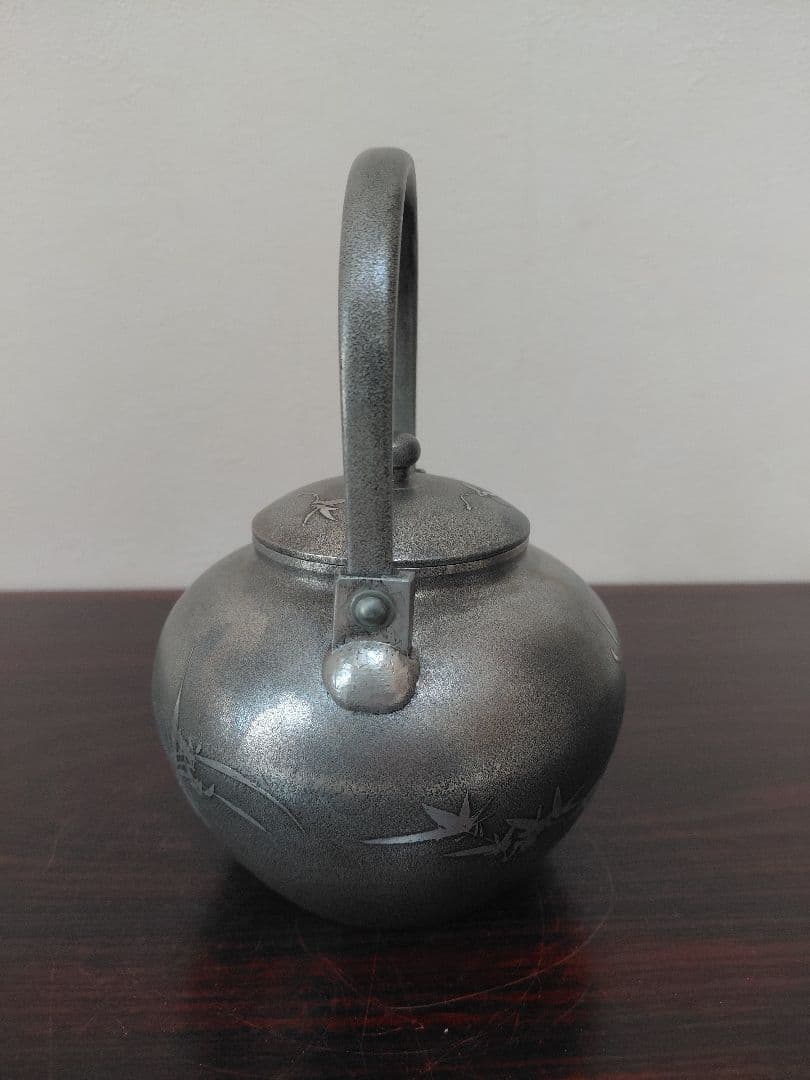錫製 茶器セット 急須 茶托5客 建水 茶壺 箱付 煎茶道具 茶道具