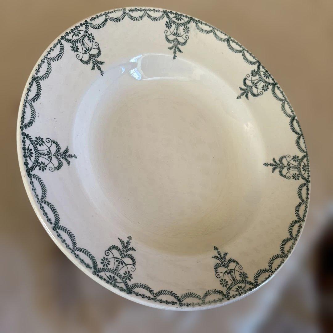 694フランス花模様の陶器皿 1920年ーアンティークプレートスープ