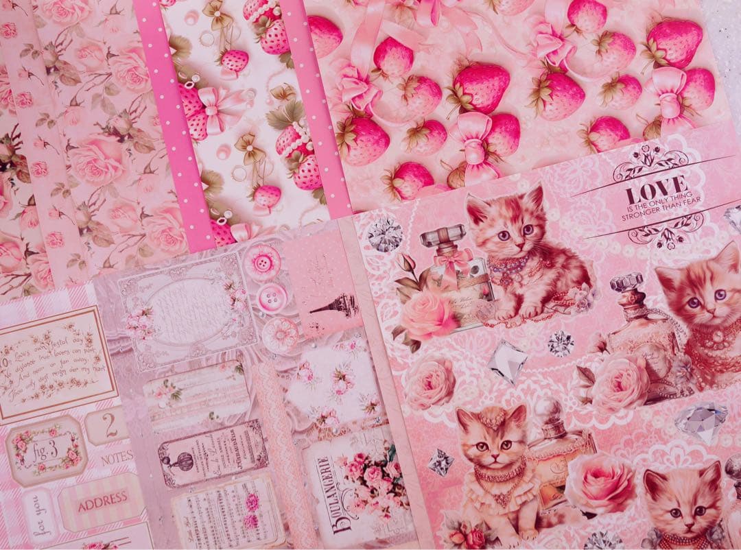 新作♡cute HOLIC A4デザインペーパー　80枚♡コラージュ　素材　メモ