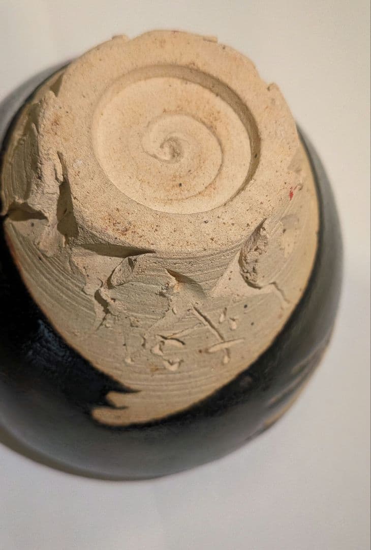 瀬戸焼　鷺　黒茶碗　共箱　茶道具