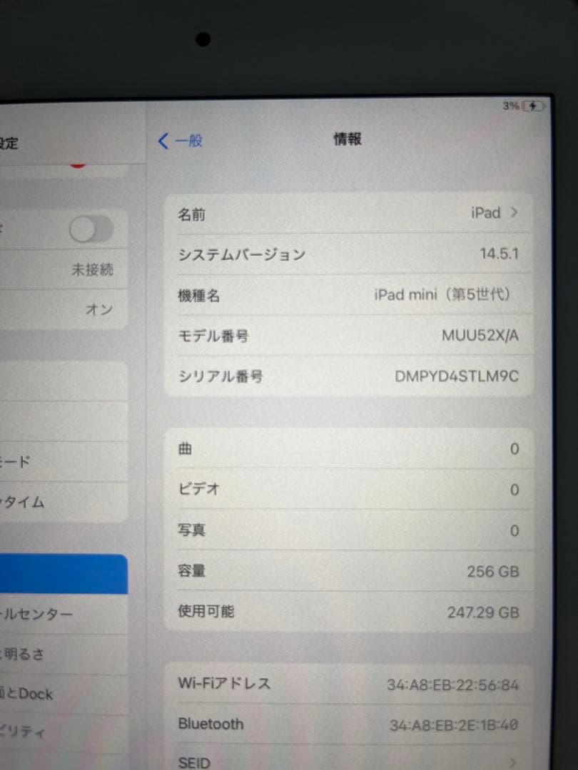 【極美品】iPad mini 5 256G Wi-Fi シルバー　pencil付