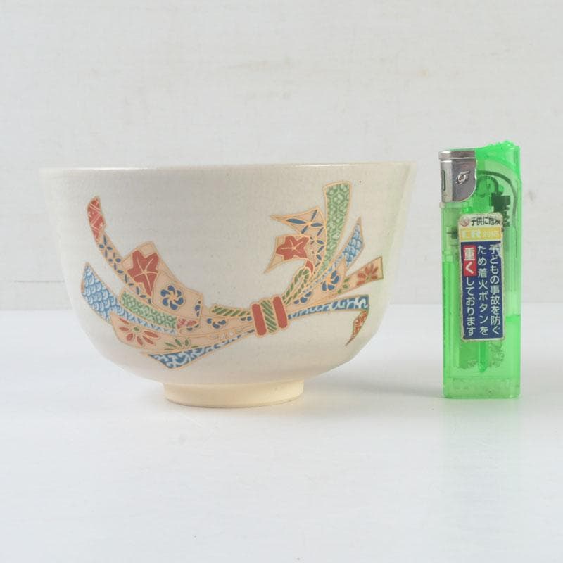 茶道具　京焼　加藤昌山作　色絵金彩　束熨斗文　数茶碗　四客　C　A68