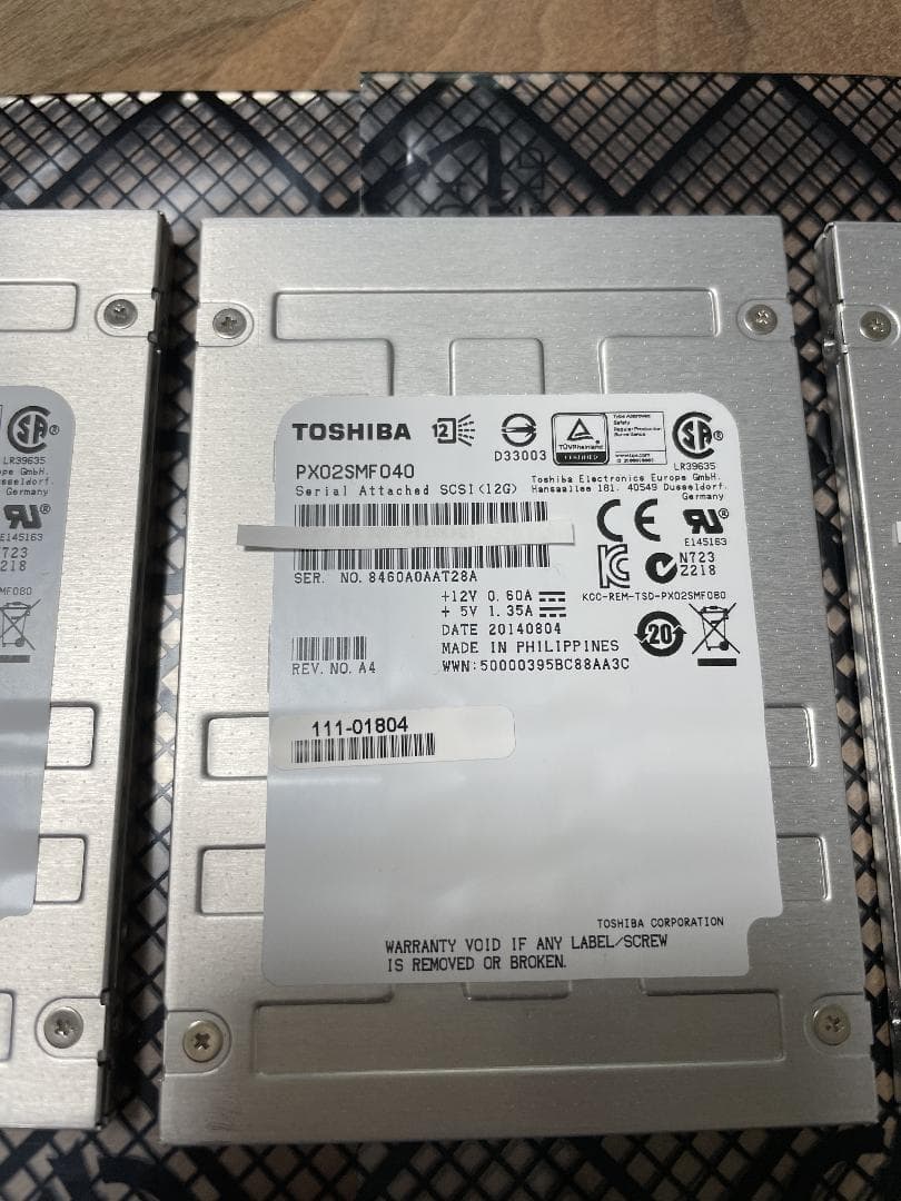 PX02SMF040 Toshiba製 400GB SSD x5枚