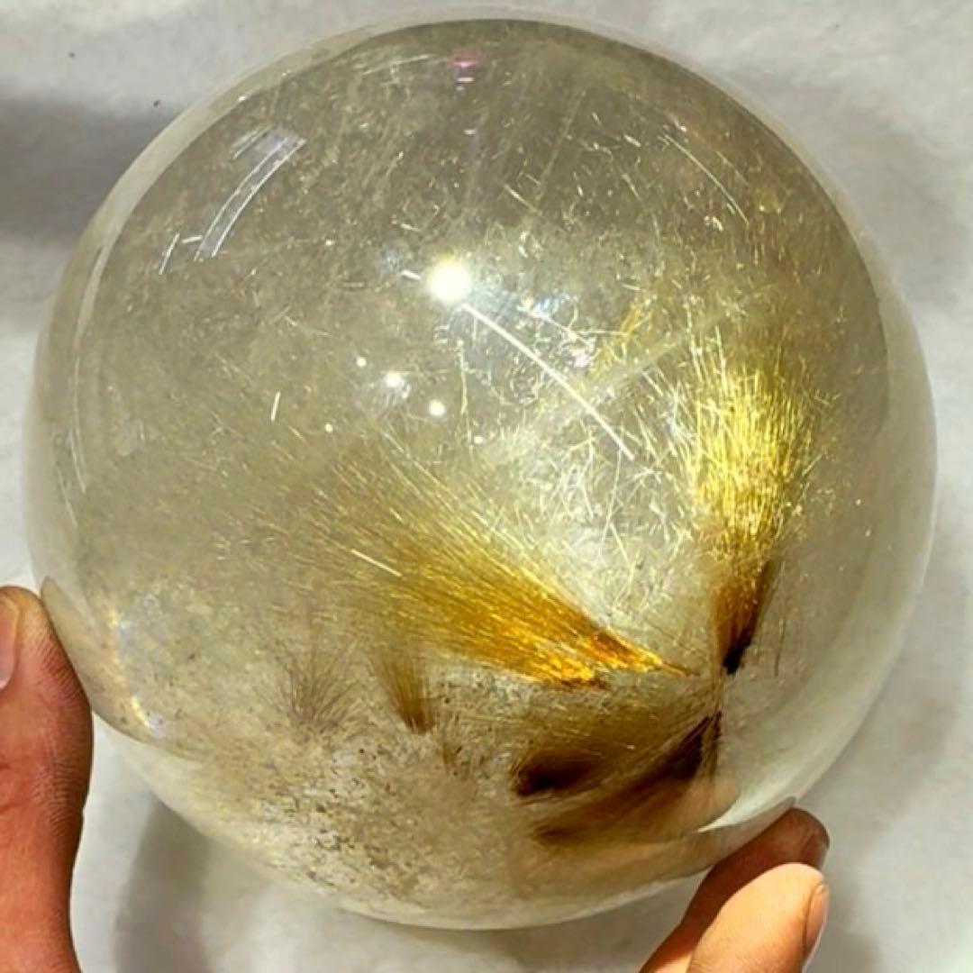 超超特大‼️122mm ゴールドルチルクォーツ　スフィア　金針水晶　パワーストーン