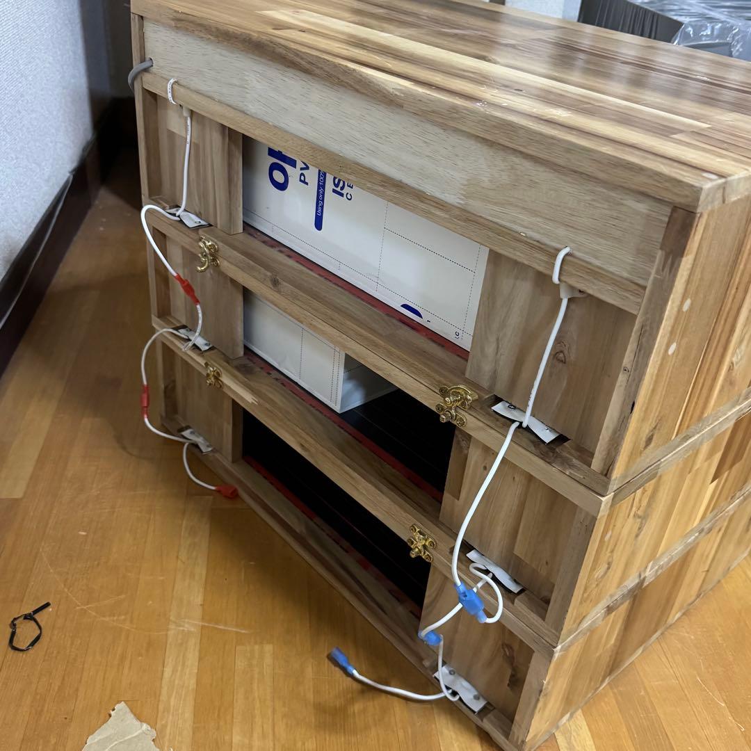 爬虫類 木製ケージ 温度計付 自作