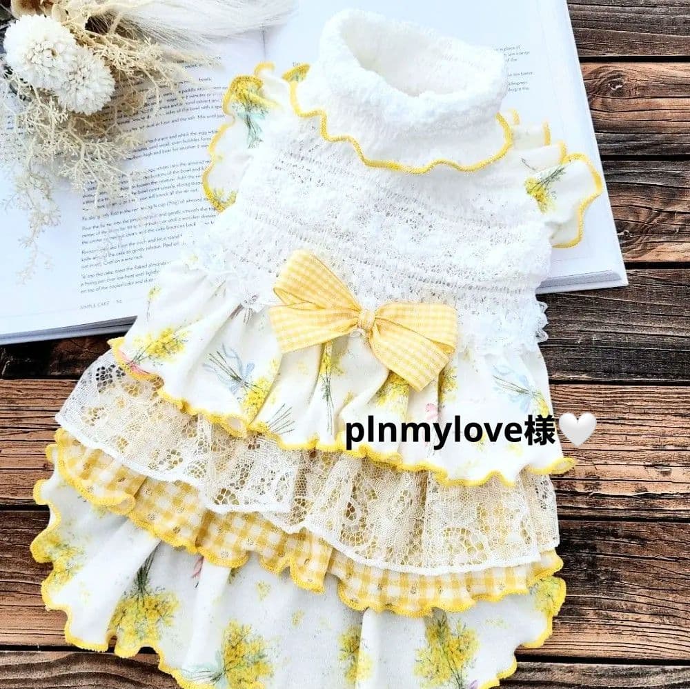 plnmylove様❤ミモザブーケ♡ティアード♡ワンピース♡ハンドメイド犬服