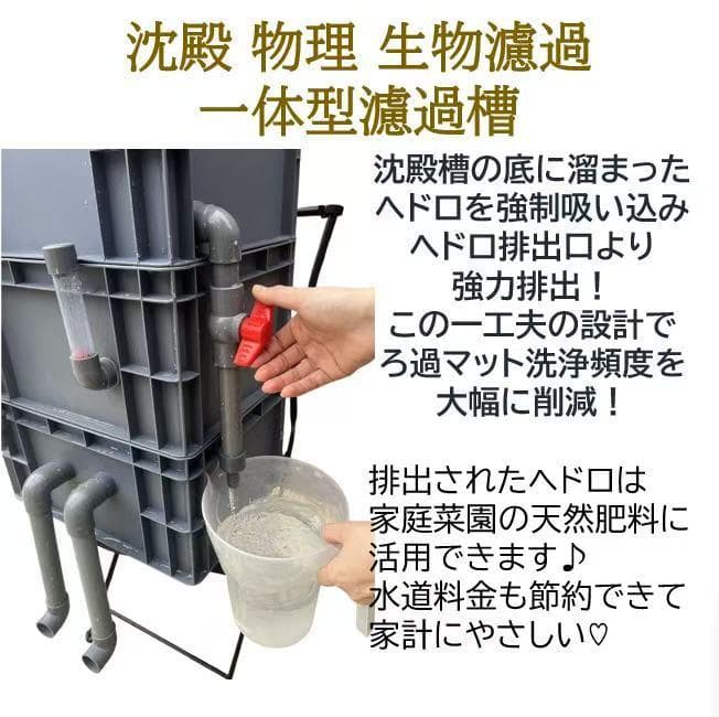 沈殿物理生物濾過一体型濾過槽 ろ材セット ろ過マット 大型水槽 池 水質管理