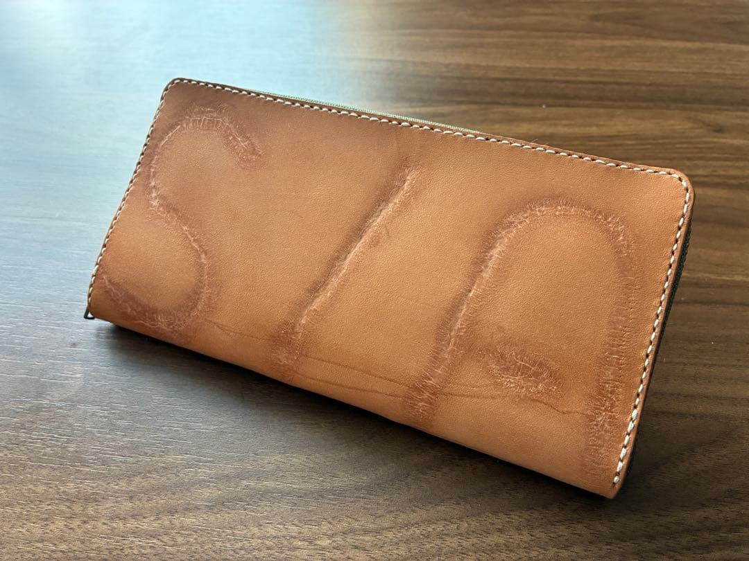 長財布　ラウンドウォレット　栃木サドルレザー　希少焼印　ハンドメイド