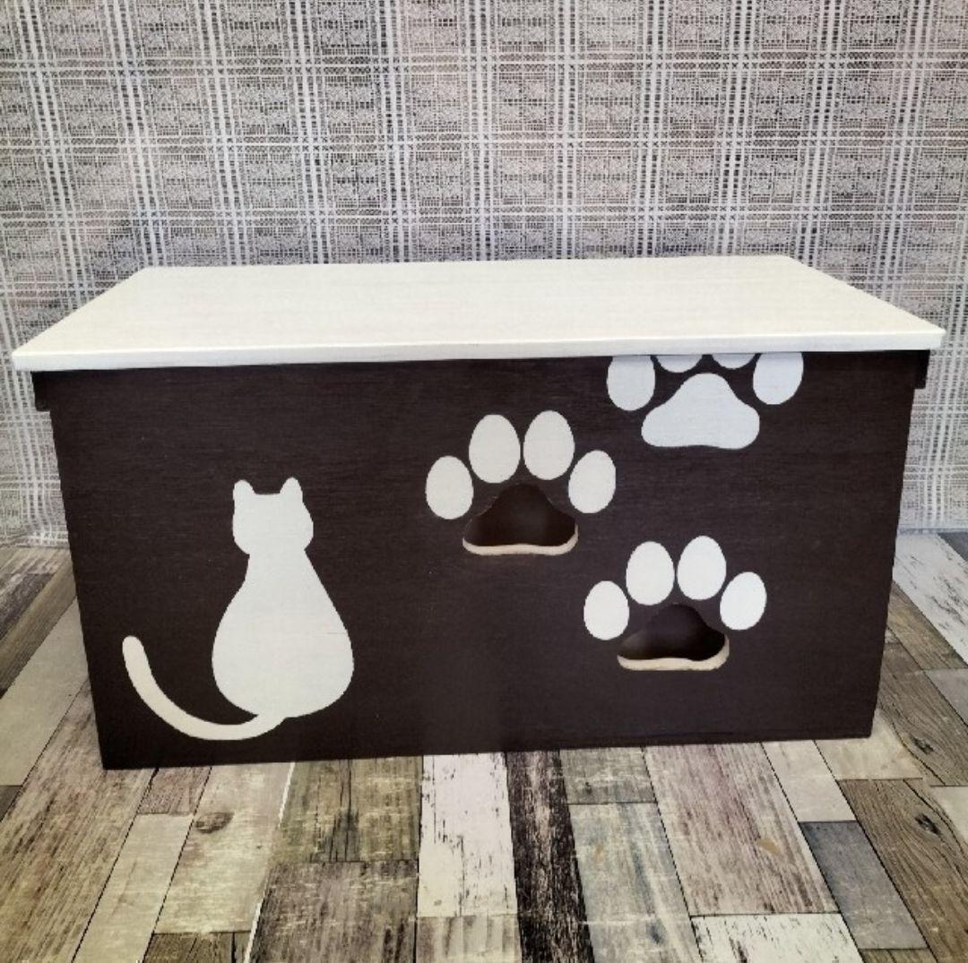 44《キャットハウス》木製ハウス 猫 保護猫 ケージ りんご箱 犬 小屋 木箱