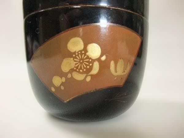 金蒔絵 扇面 松竹梅 棗 茶道具 天然木 本漆器