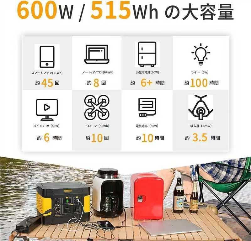 全新品ポータブル電源-515Wh/160938mAh