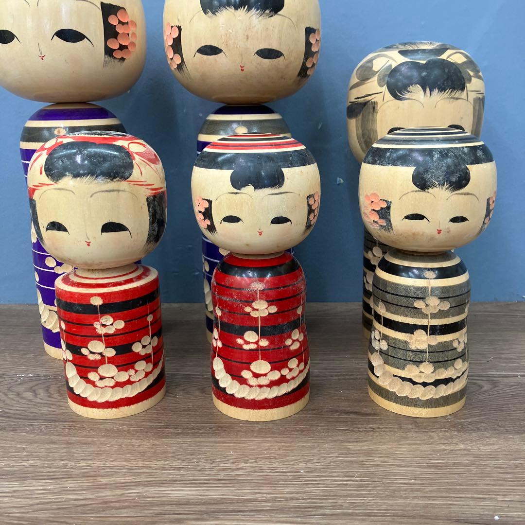 D-3 昭和レトロ 伝統工芸品 鳴子こけし 克江作 8体セット まとめ売り