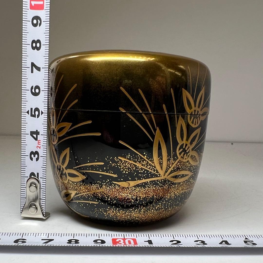 前端雅峯 内梨子地 吉野絵蒔絵 大棗 尋牛斎 書付 共箱 東キ8-0329☆2F