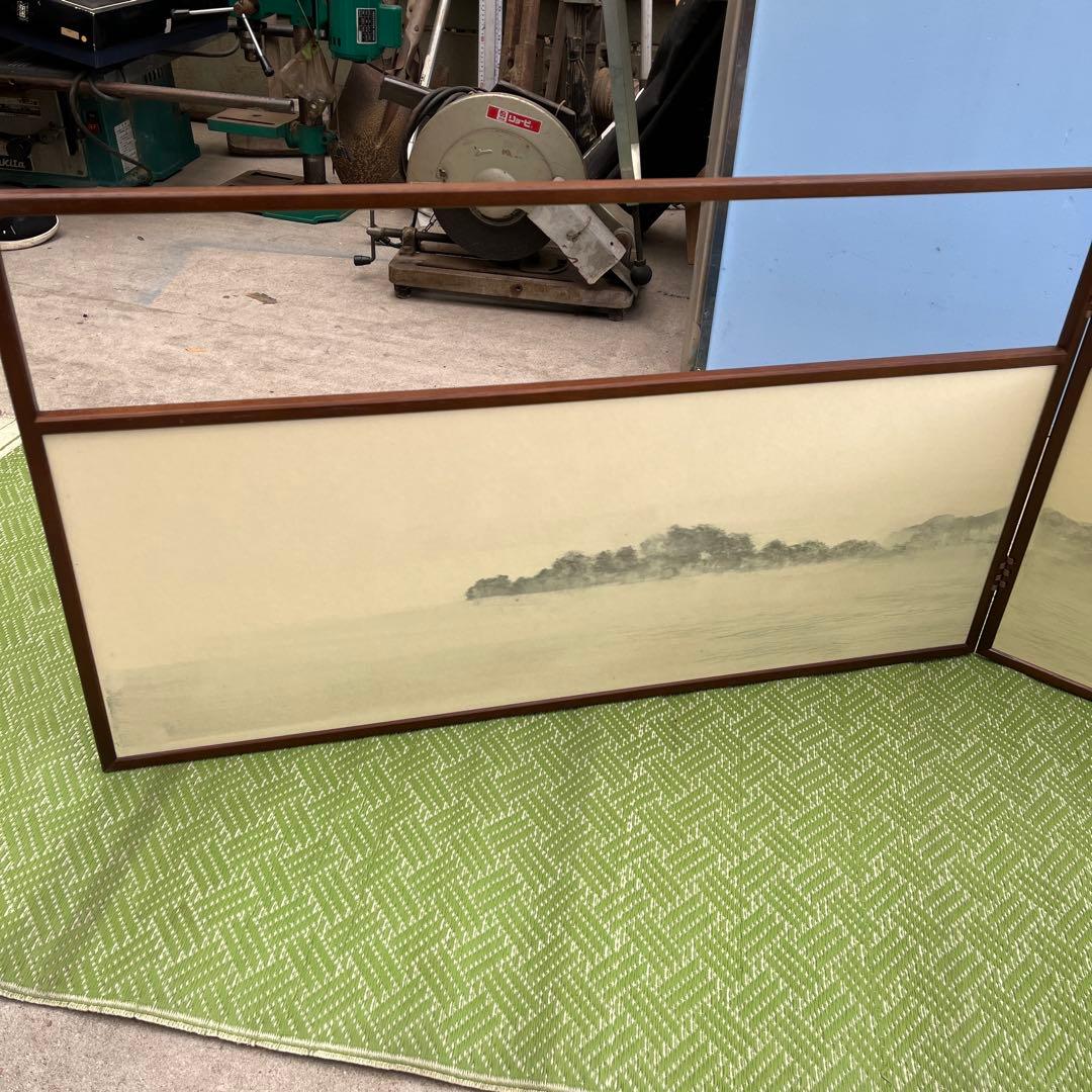 72茶道具　風炉先屏風　女桑 二枚折屏風