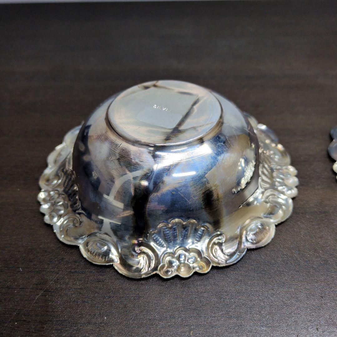 SILVER 刻印有 花唐草文 ボウル 一対 重さ約90g 箱付き