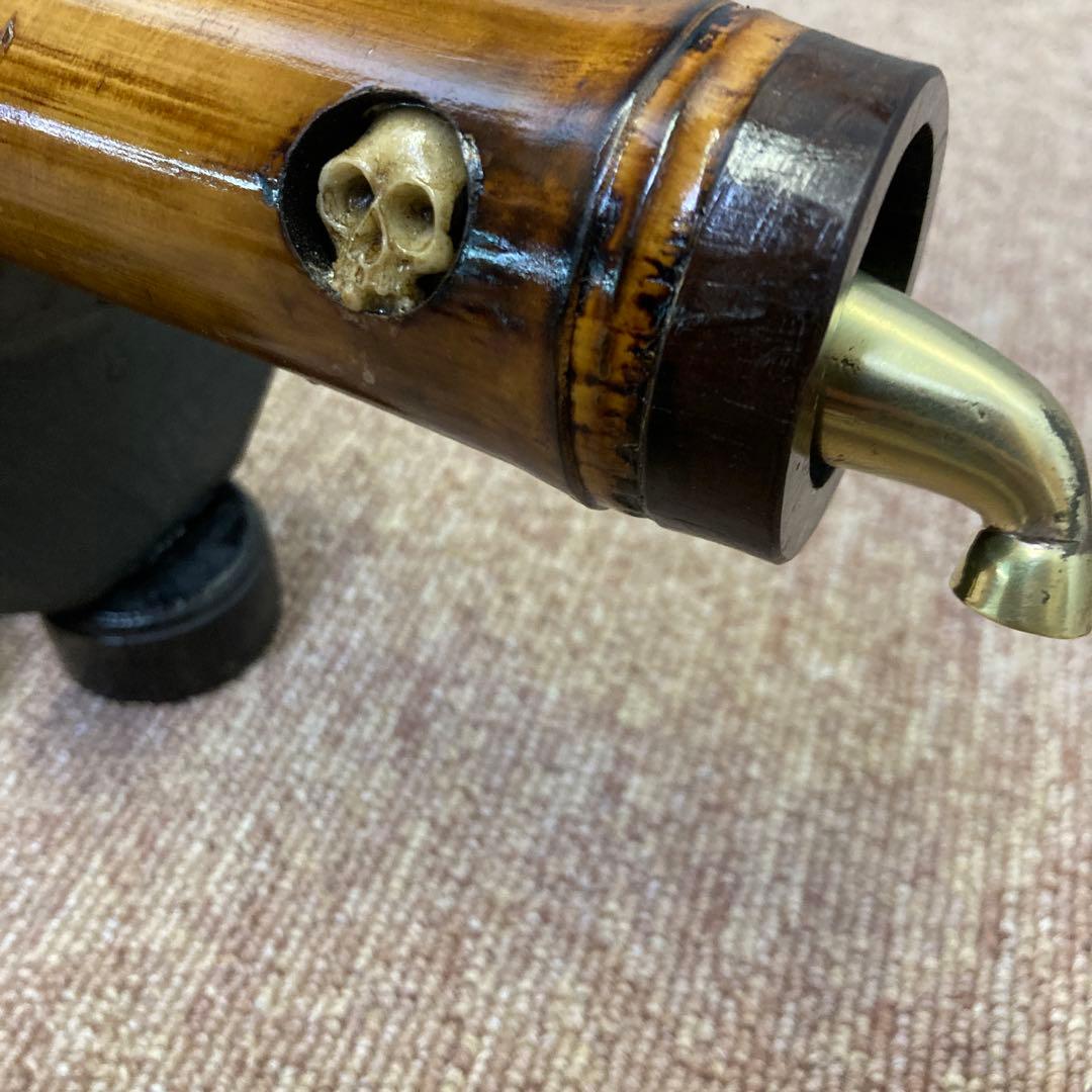 喧嘩特大煙管骸骨煤竹特大煙管入れ相撲　大工頭領　ハンドメイド置物飾り物工芸