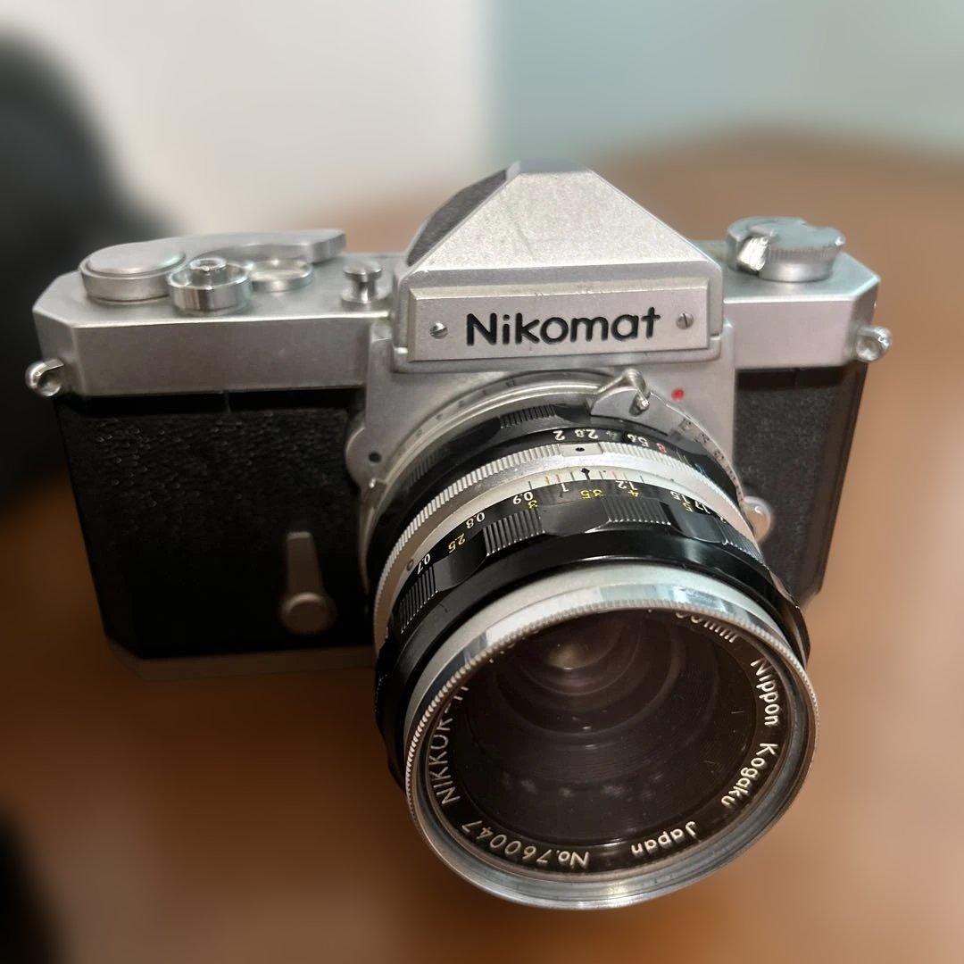 NikomatFT1眼レフカメラ本革ケース付kakoEliteフラッシュストロボ