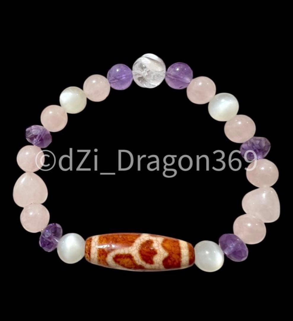 dZi beadsジービーズ 西蔵 玉髄 上肯 龍紋火供水蓮花天珠のブレス