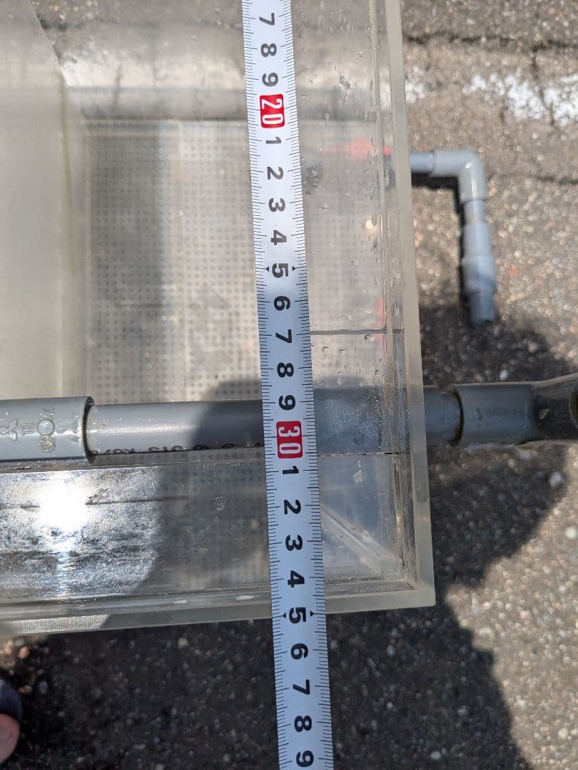 60×35×40濾過槽サンプ、ウールボックス、コック、排水ドレン付き※クラック有