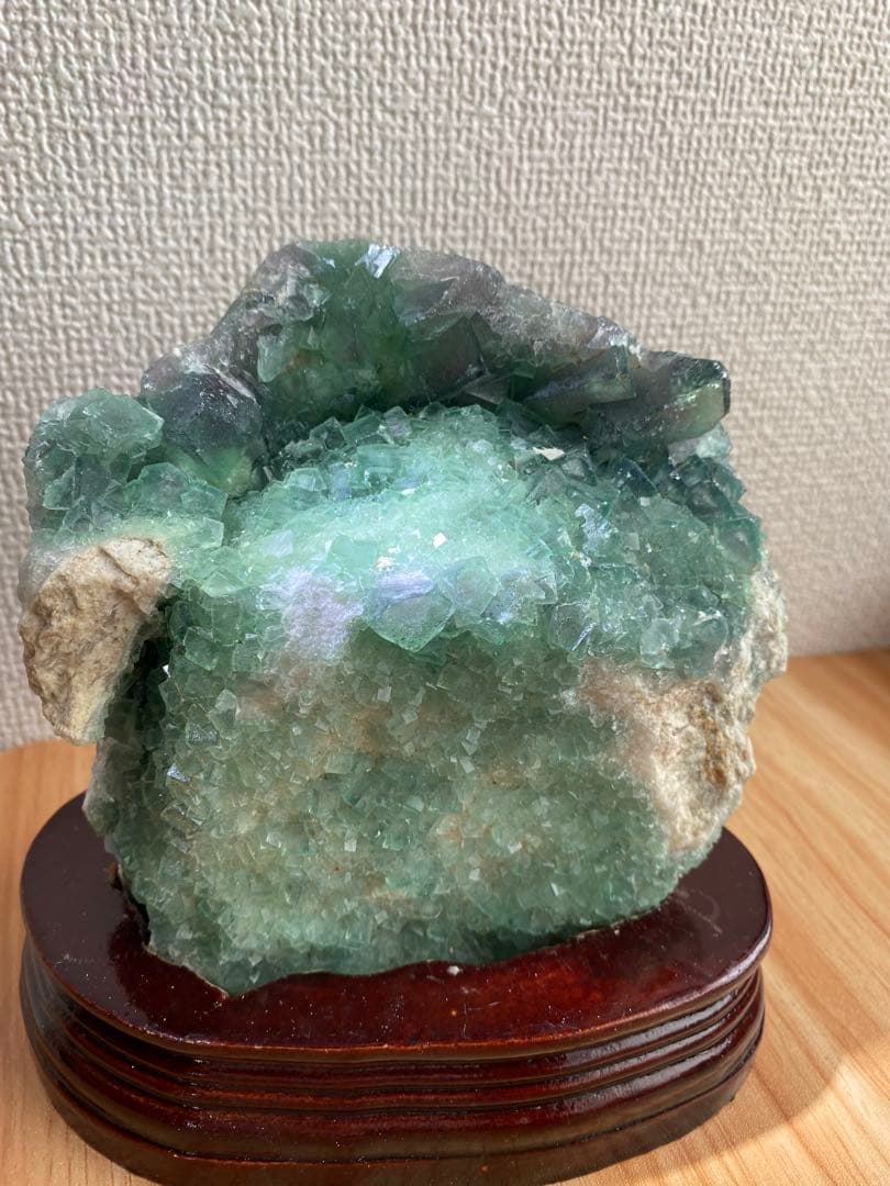 か*爺様 T1017特価★着払いパープルグリーンフローライトキューブ結晶原石クラ