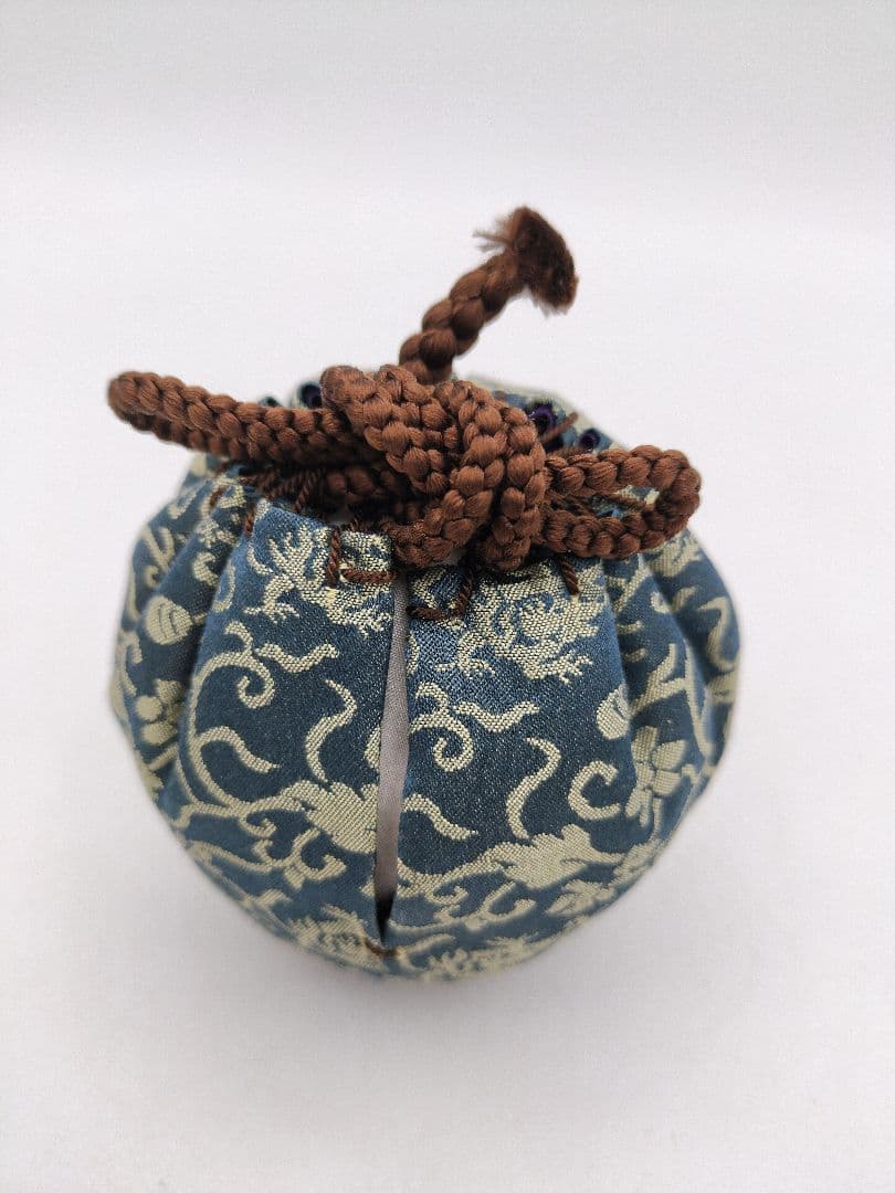 d149【新品・未使用】茄子茶入 紹鴎緞子 信水窯 ラクト蓋 正絹 茶道具