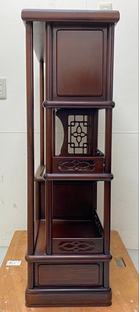 茶棚 茶箪笥 紫檀 透かし彫り 茶道具 唐木 飾り棚