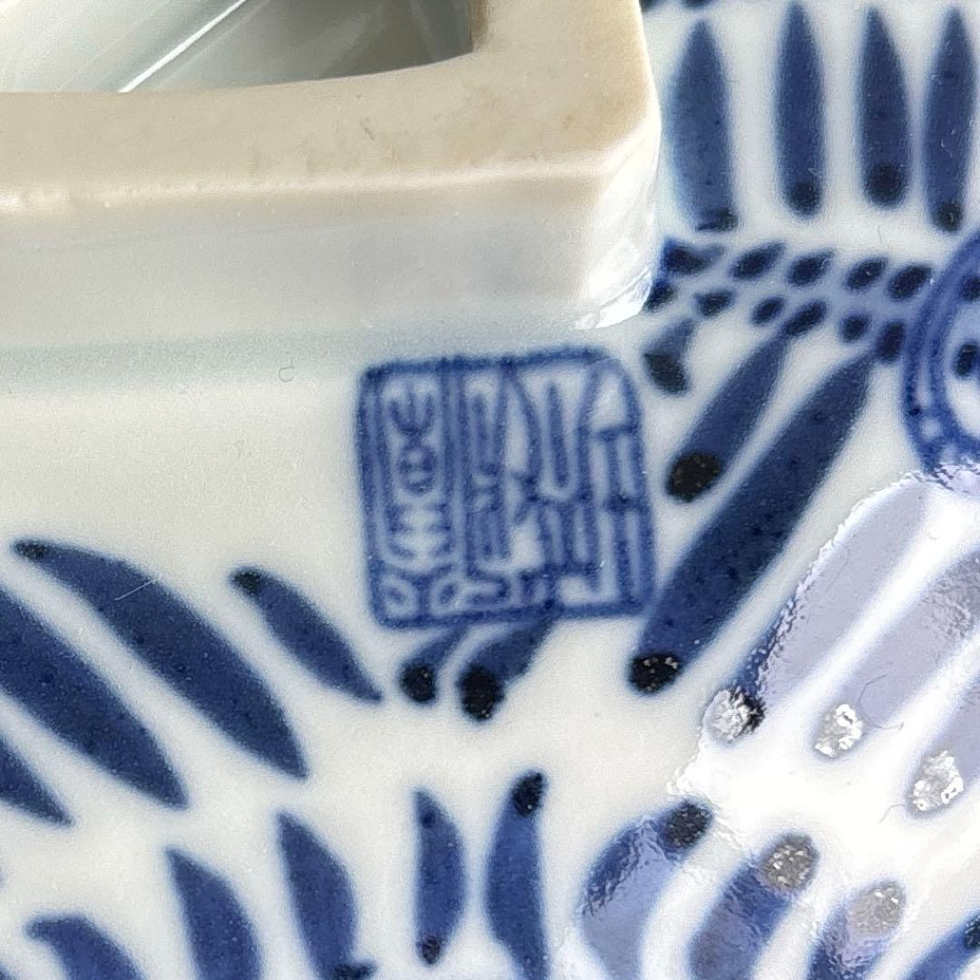 染付俵茶碗 七福神 共箱 抹茶碗 茶道具 （6y）