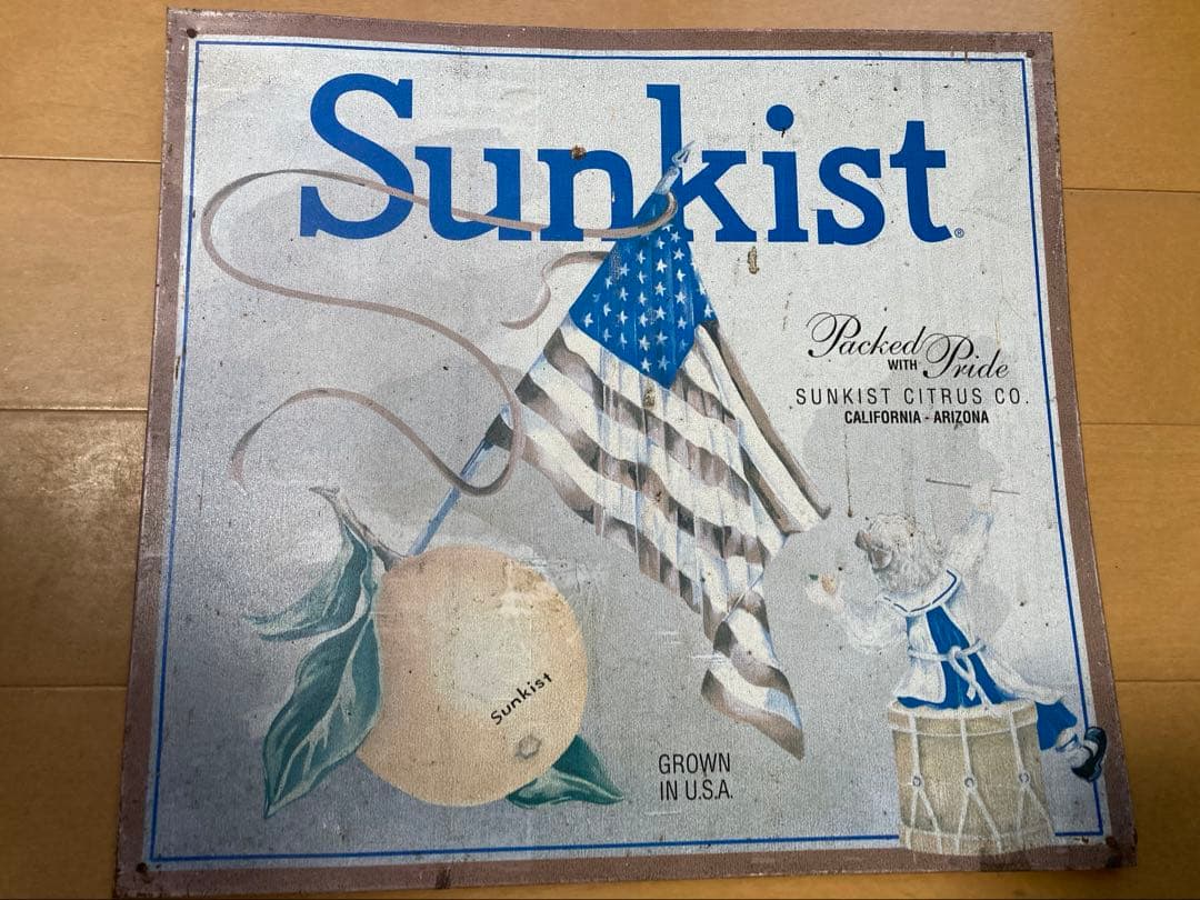Sunkist ヴィンテージ看板 約45cm ブリキ　レトロ