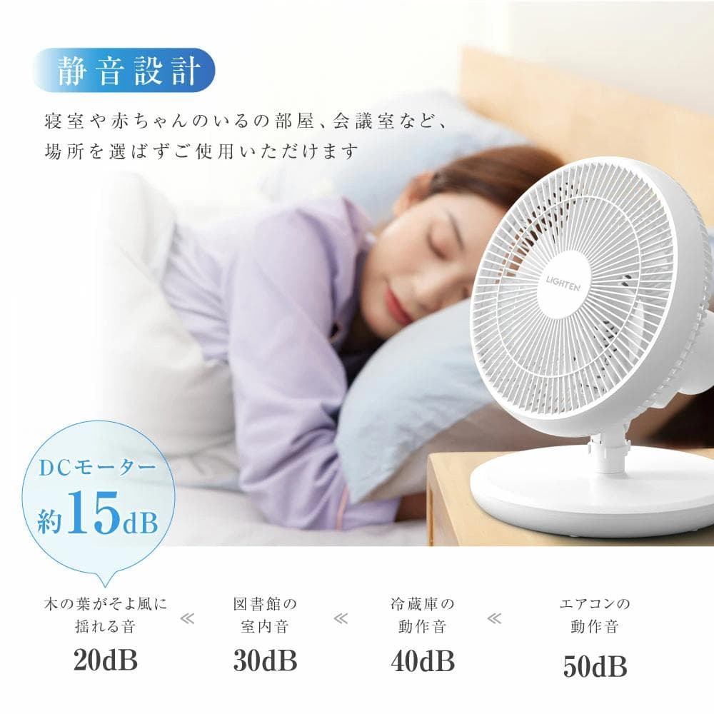 扇風機 サーキュレーター DCモーター 1台3役 省エネ usb式 ホワイト