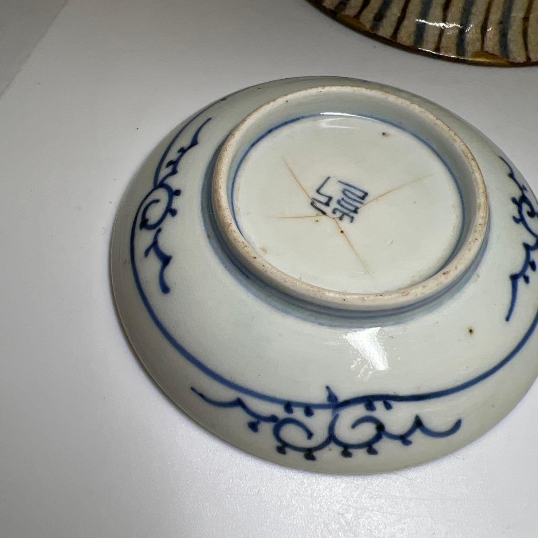 古伊万里　染付皿4枚　幅約9.5~16.5㎝　東Y8-0216④