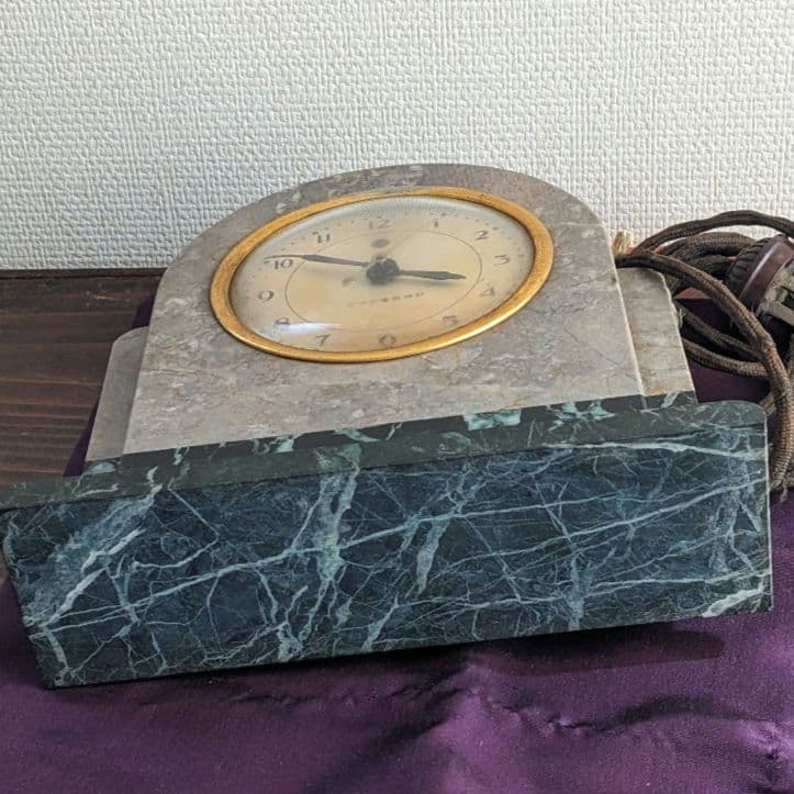 マツダ 電気時計 大理石 昭和 稀少 通電・稼働品