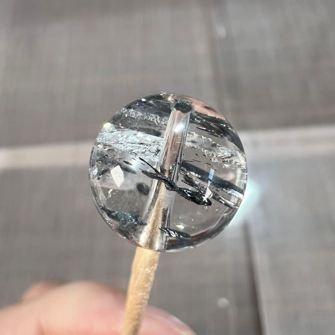 スティブナイトインクォーツ　ビーズ　貫通穴あり　1