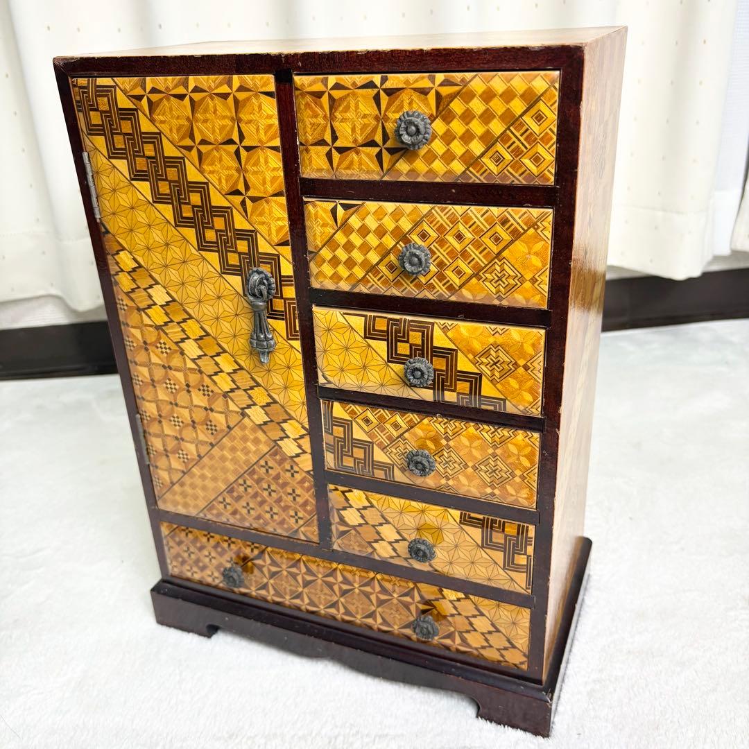 箱根寄木細工 ミニ箪笥 小物入れ アクセサリー収納 アンティーク