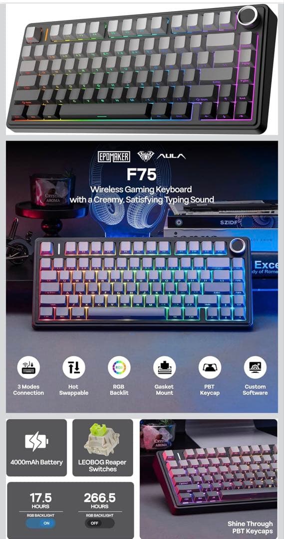 ア*ド様 EPOMAKER x Aula F75 ゲーミングキーボード