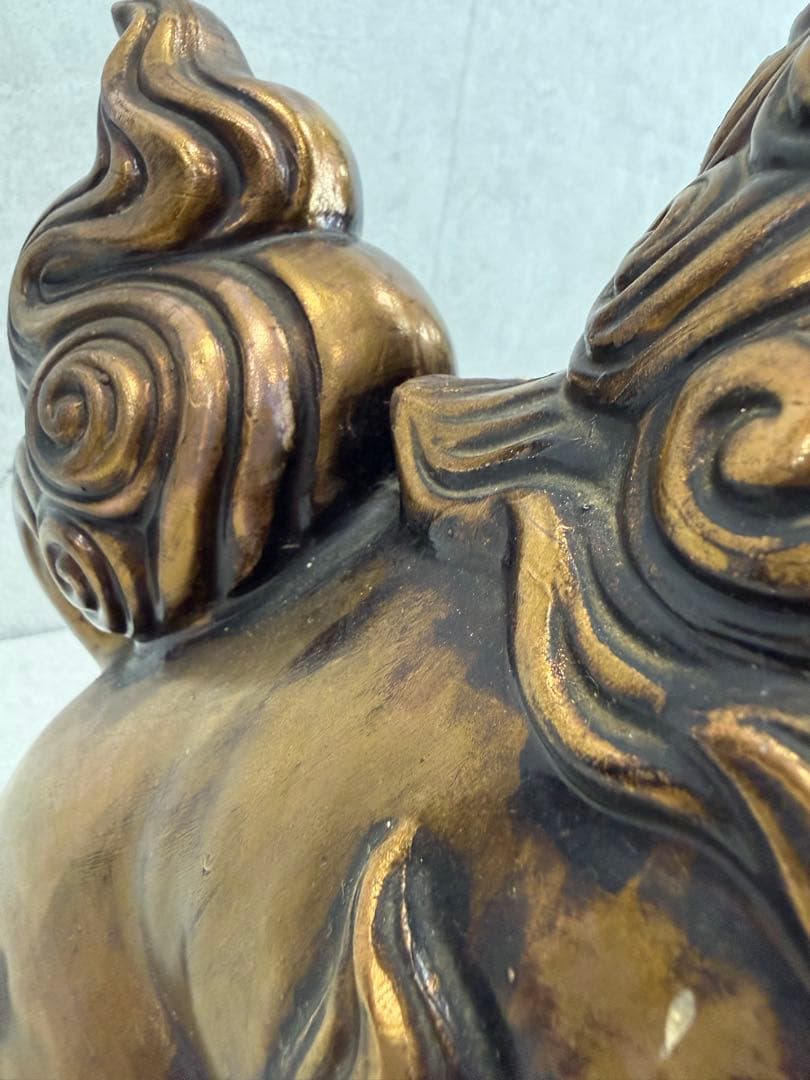 玉乗り 獅子 九谷焼 金 縁起物 招福 魔除け 守神 インテリア