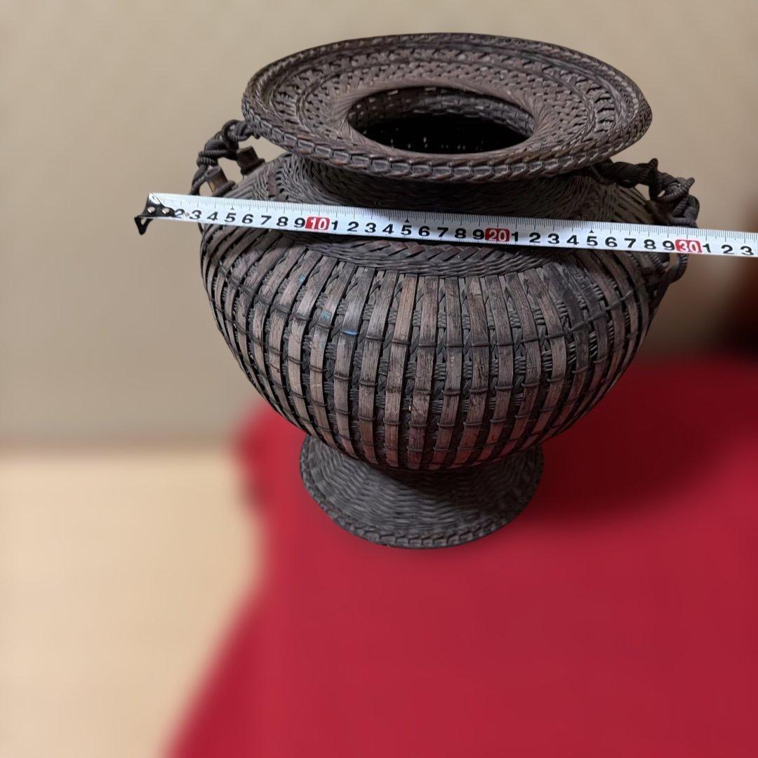 竹製の蓋付き編みかご　和風　和室　インテリア