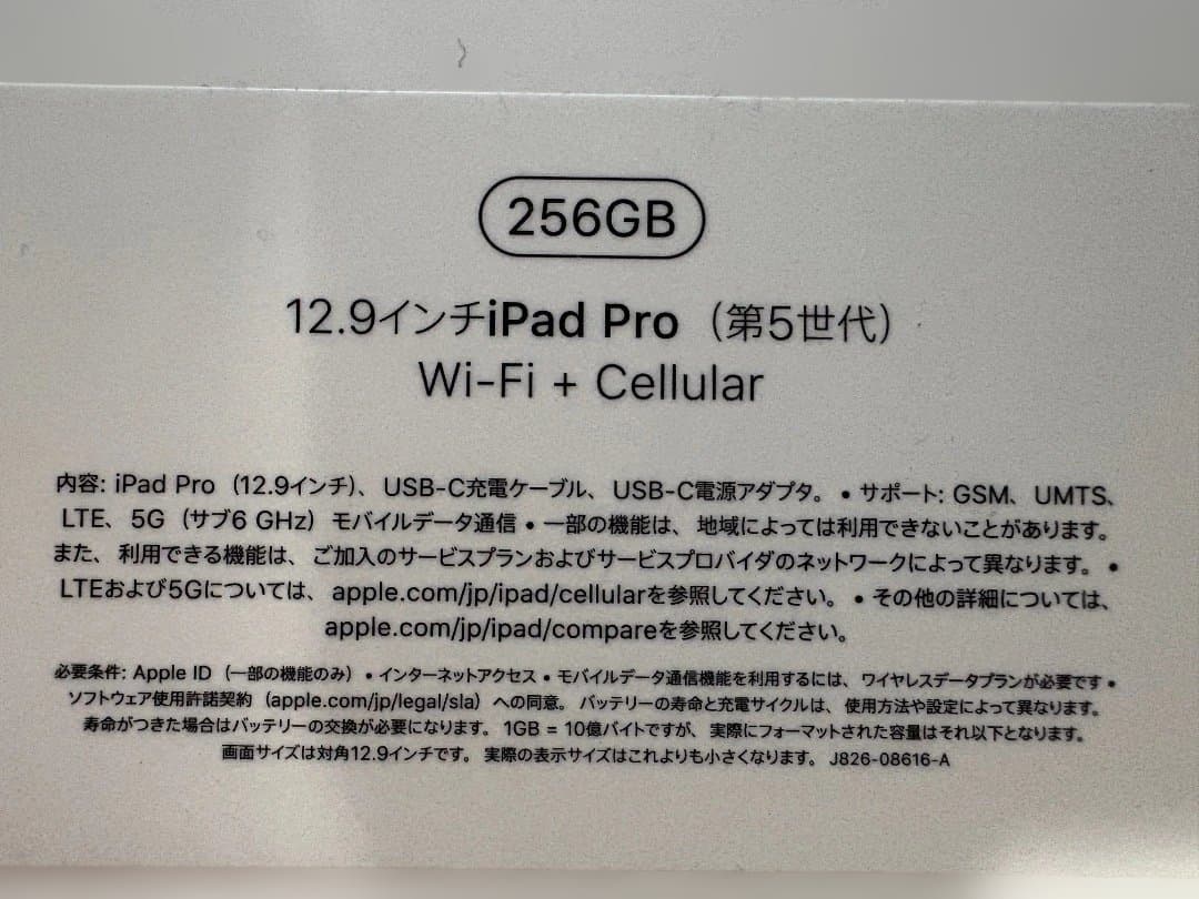 iPad Pro 12.9インチ（第5世代）Cellular 256GB