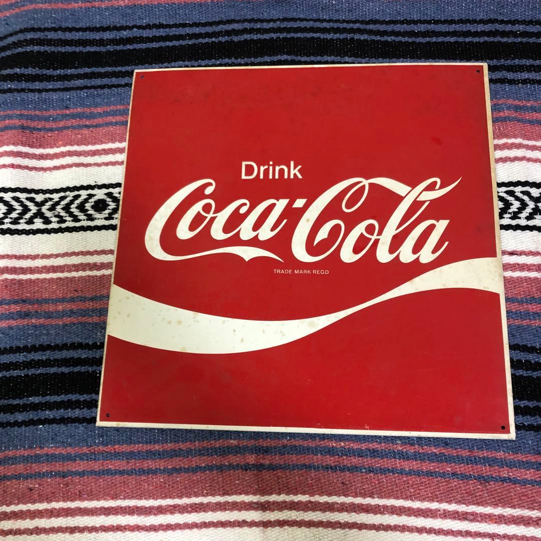 非売品　ヴィンテージ　コカコーラ　ブリキ看板　43.6cm正方形　レトロ