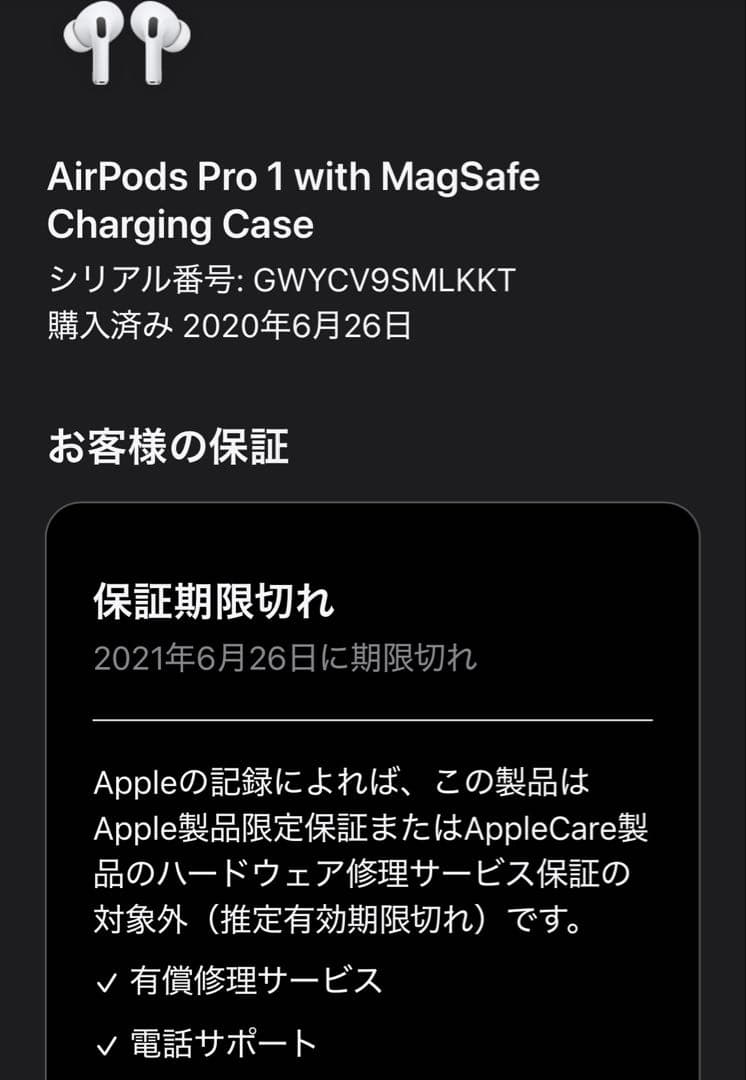ジャンク品　Apple AirPods Pro 第一世代