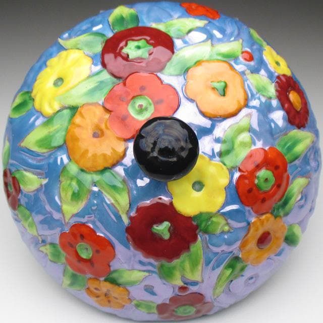 オールドノリタケ モールド花絵 小物入れ 蓋物