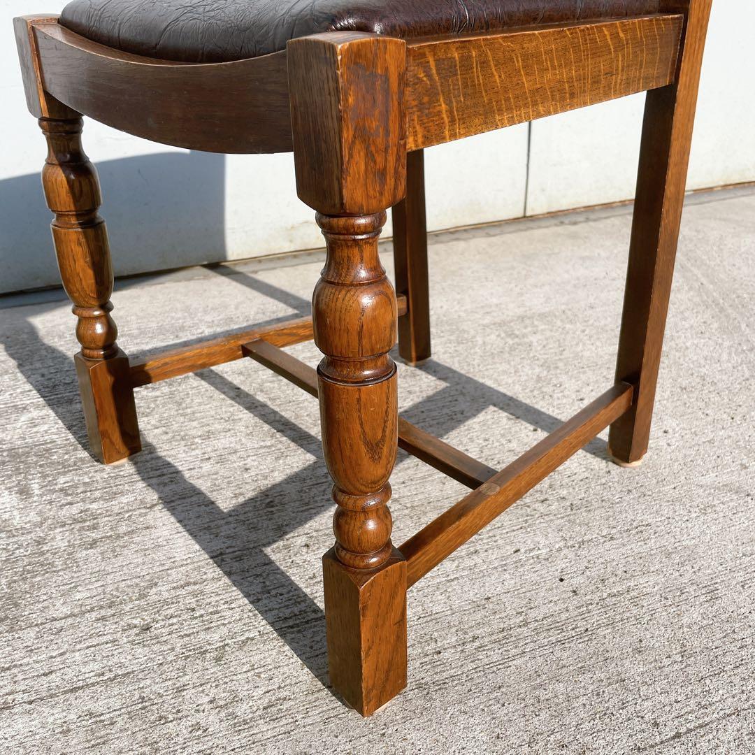 【美品】北欧 英国 イギリス アンティークバルボスレッグ チェア レザー 無垢材