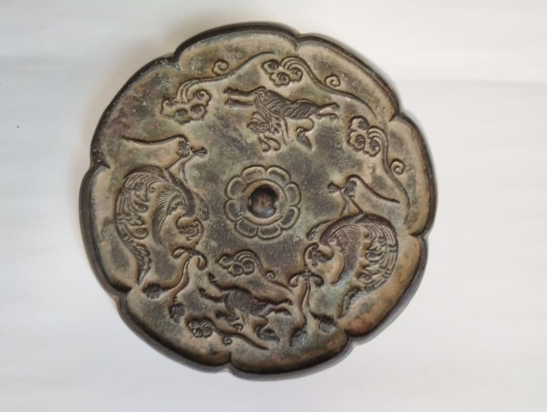 銅鏡 中国古玩 古銅 古鏡　四大神獣の 風水の置物