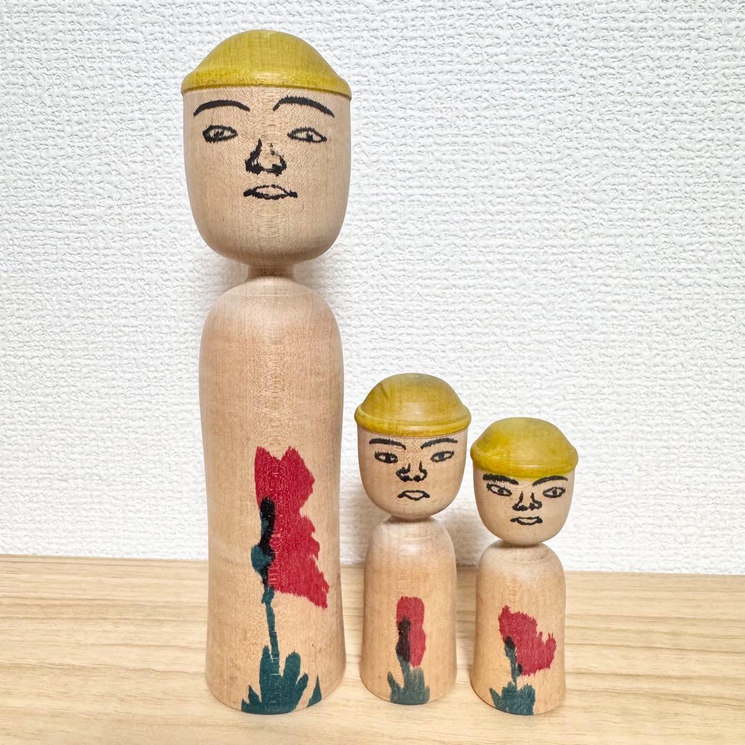 今 晃 こけし 3本セット 帽子 伝統こけし