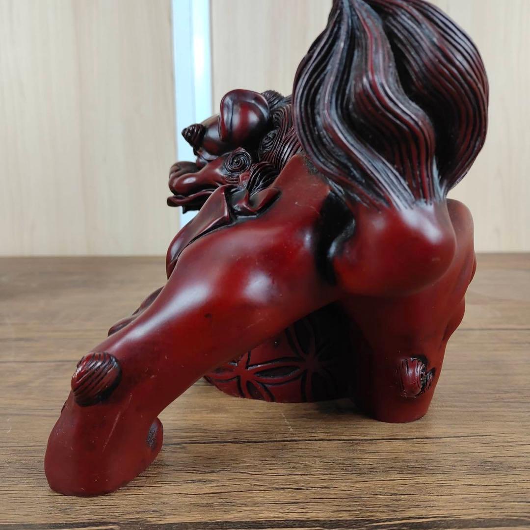 玉乗りシーサー　獅子　魔よけ　玉乗り獅子置物 開運 魔除け 縁起物 骨董品