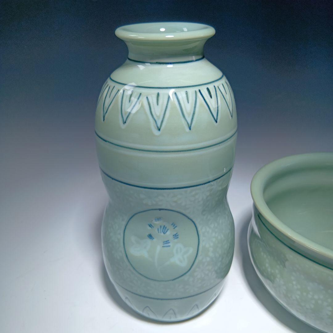 値下げ茶道具　手塚祥堂　高麗青磁皆具一式　 美品　共箱