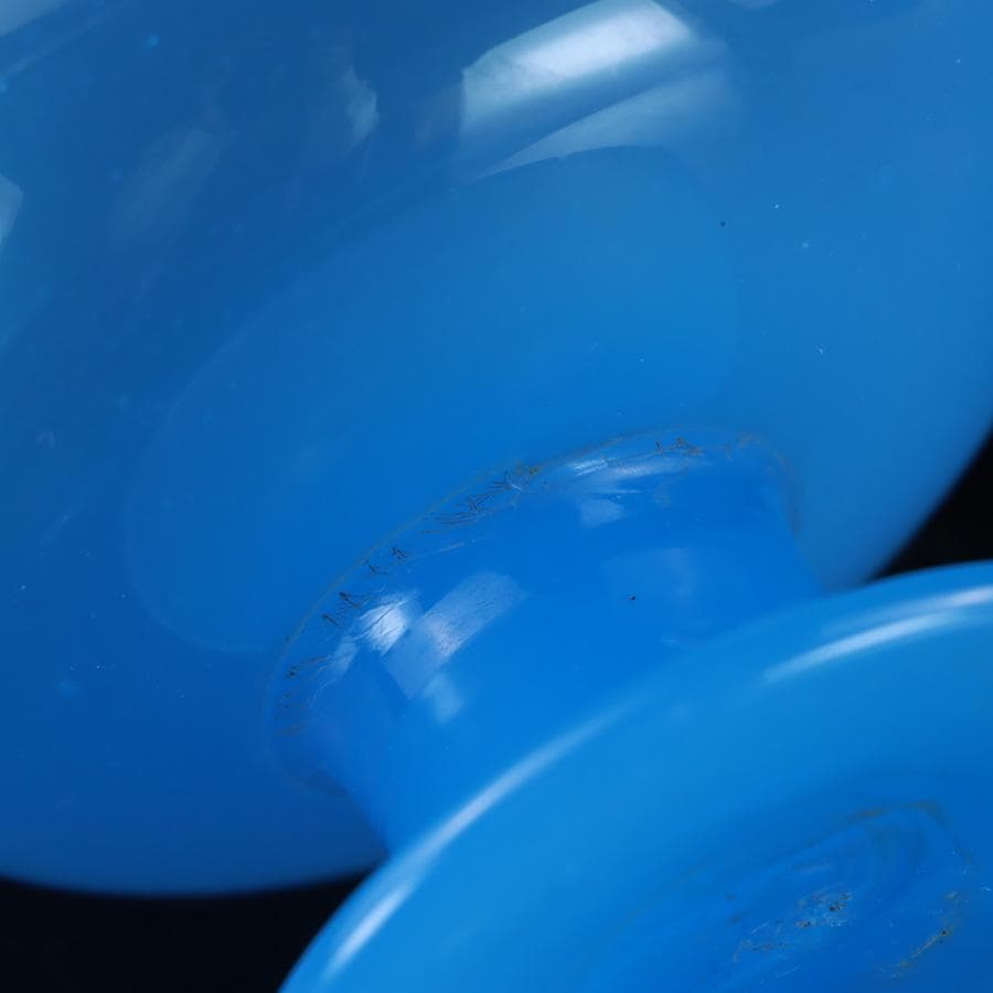 Y2679-9 昭和レトロ 氷コップ 青練りガラス ガラスコップ　＃6