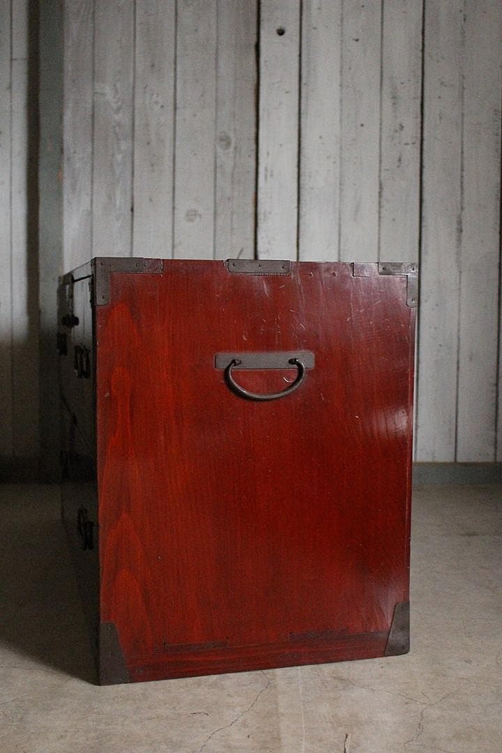 綺麗な丸金具庄内箪笥　2段　タンス　収納　古家具　古民家　時代家具