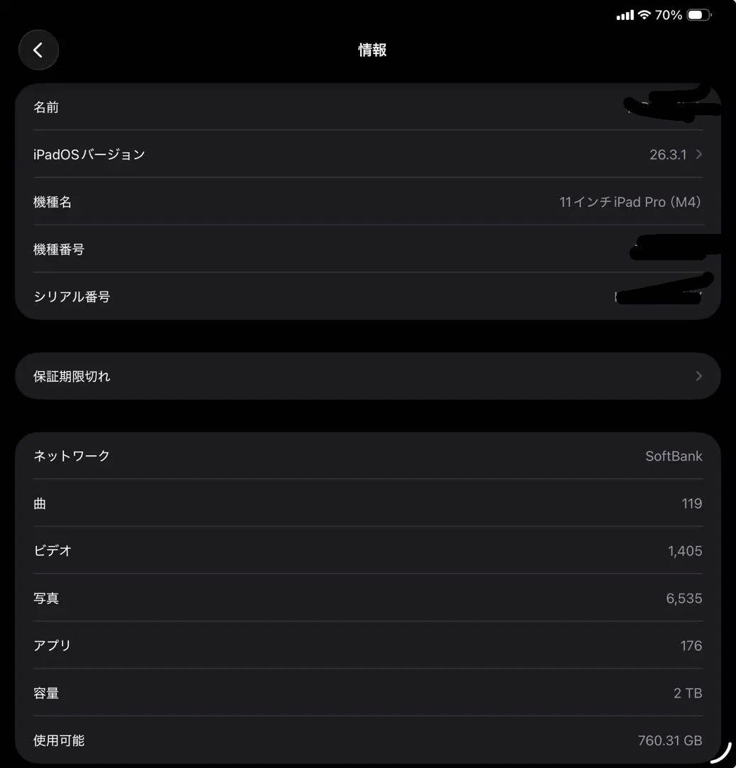 iPad Pro 11インチ M4 セルラー 2TB nano-texture
